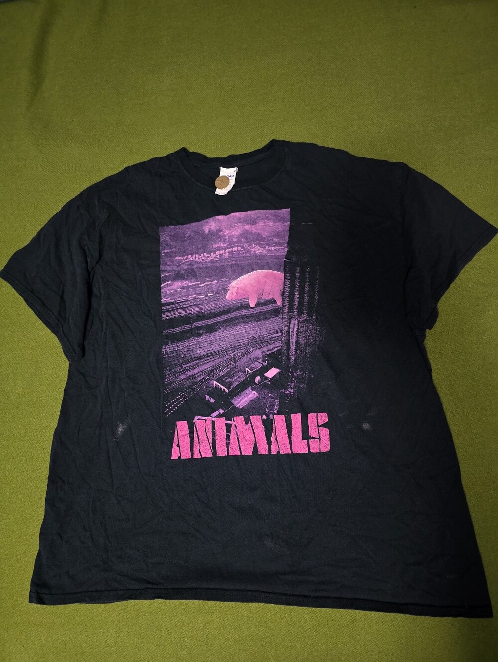 Rogers Waters Black Tee with Pink 'ANIMALS' Graphic